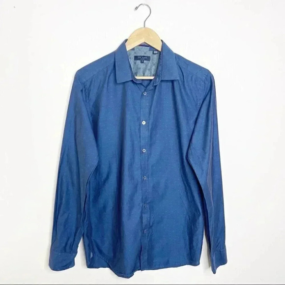 Ted Baker London Button Down Shirt Size 4 Medium / Large French Cuff - Picture 4 of 8